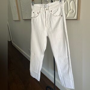 Zara white ankle straight jeans